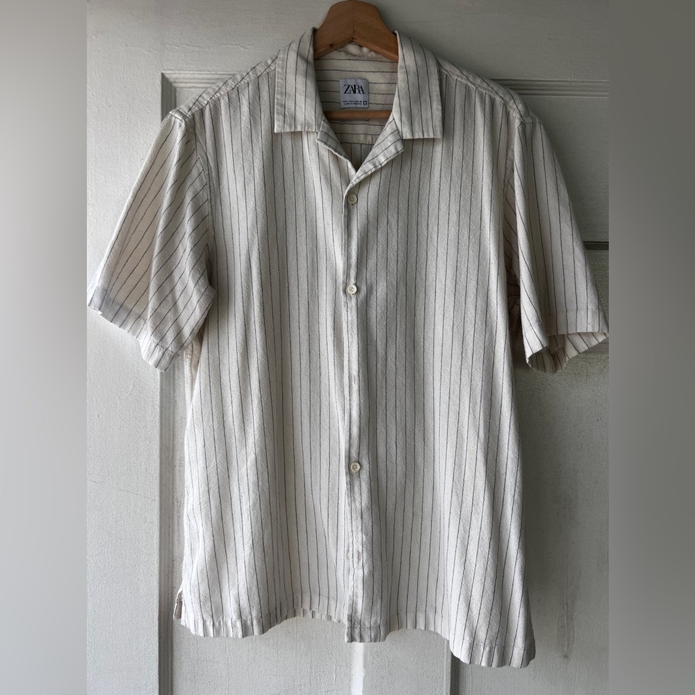 Zara Beige Striped Men's Shirt